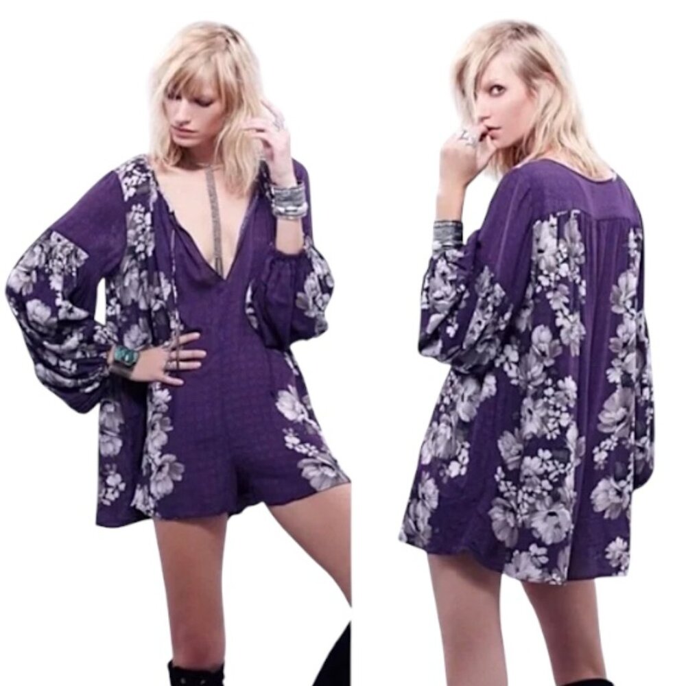Free People purple floral sunset boulevard romper
